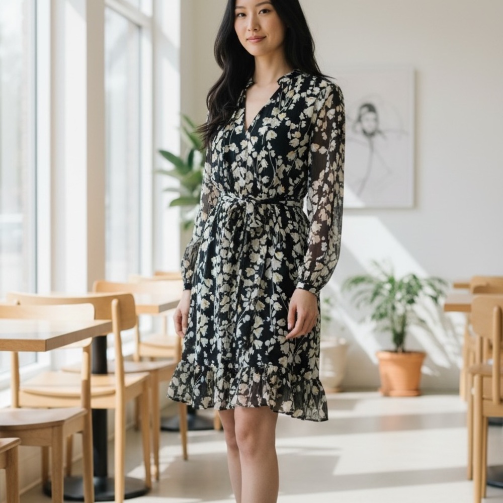Tommy Hilfiger Navy and Cream Floral Dress